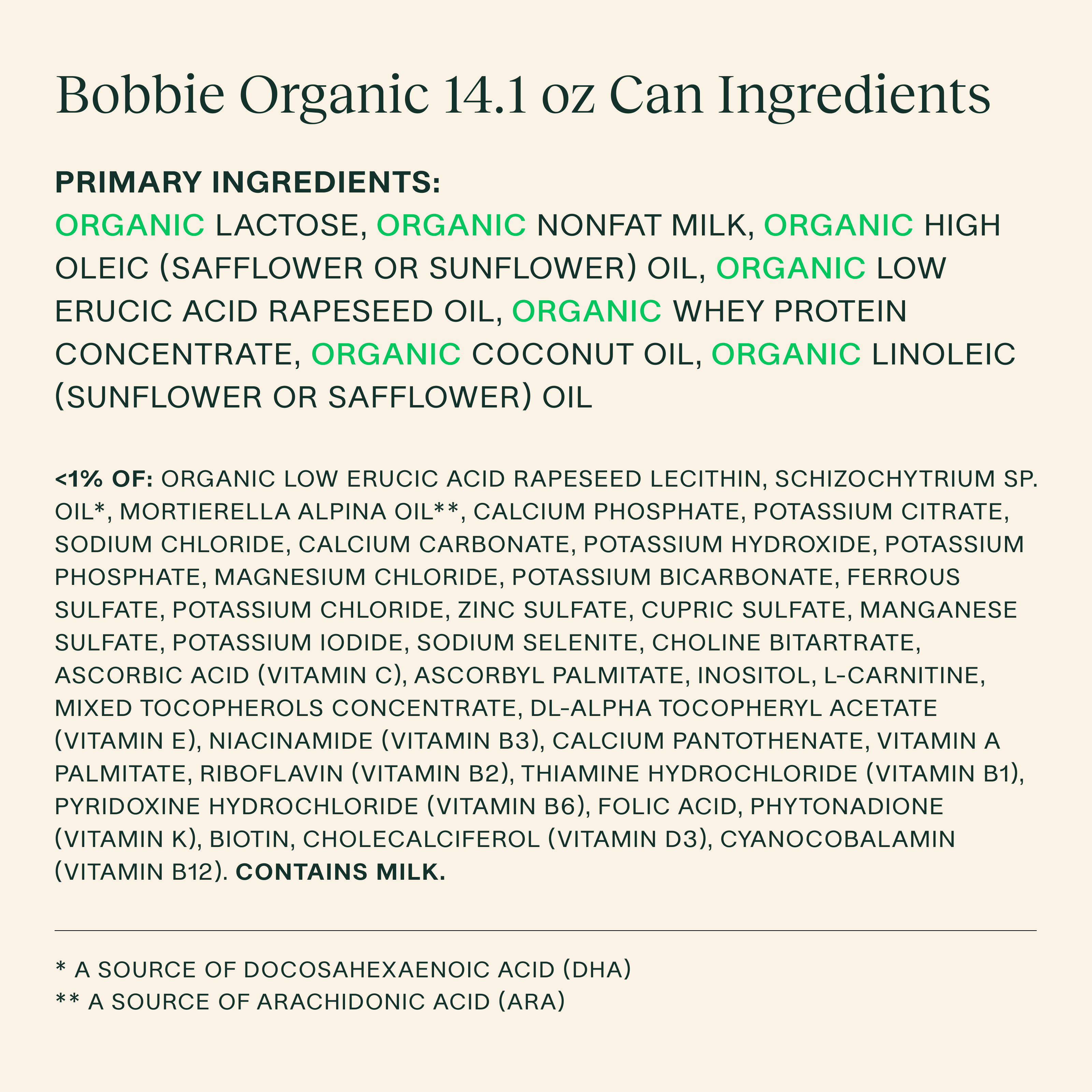 Organic Original Infant Formula Bobbie