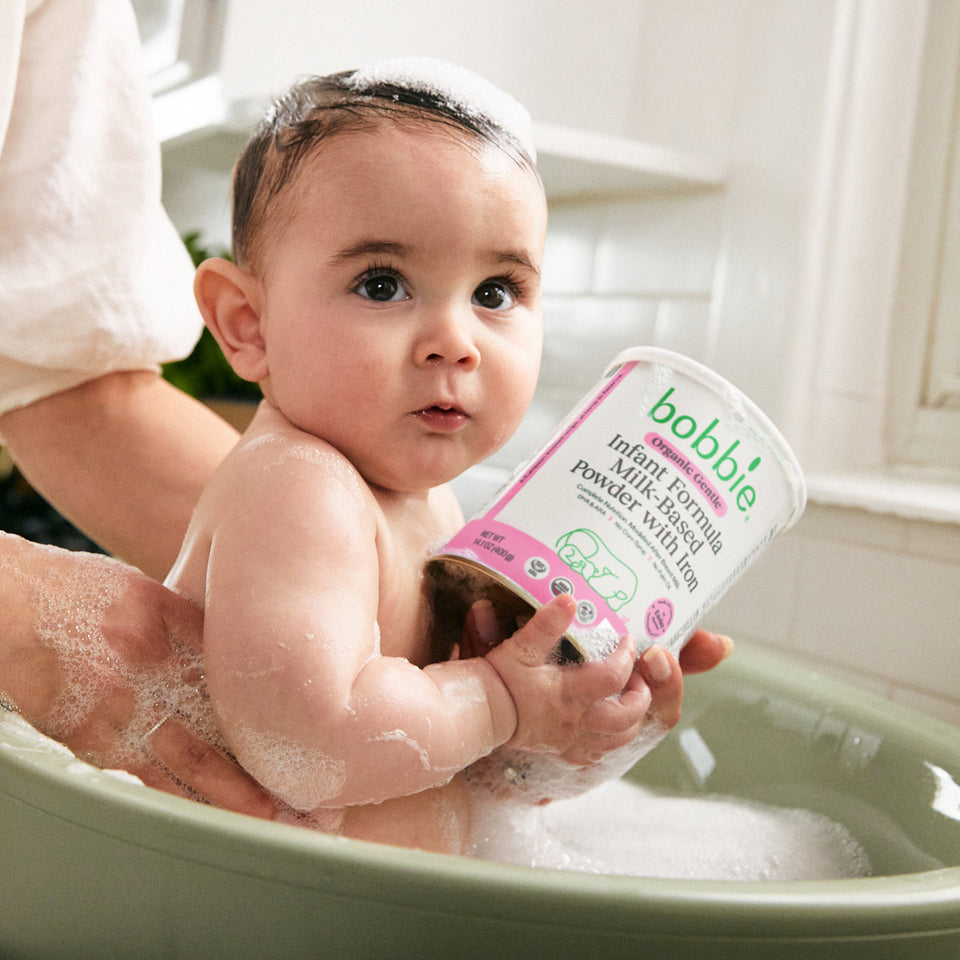 a baby in a bathtub