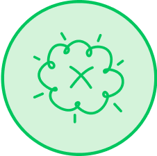 a green circle with a green x in the center