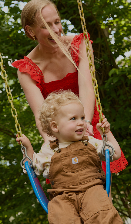 Mom with baby on Swing