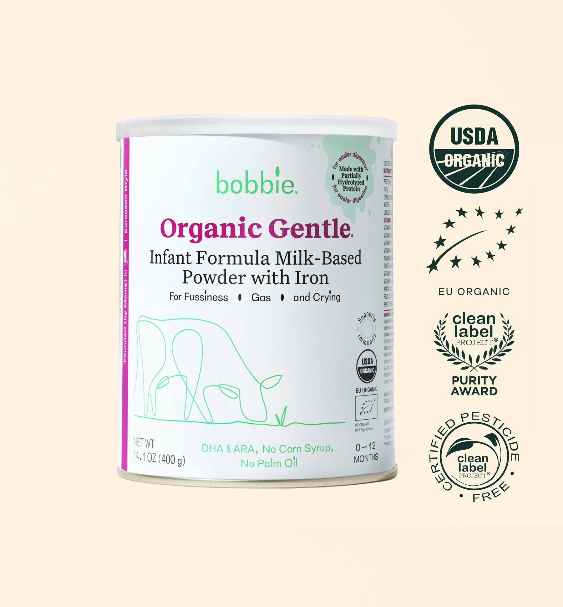 Bobbie Organic Gentle Infant Formula can
