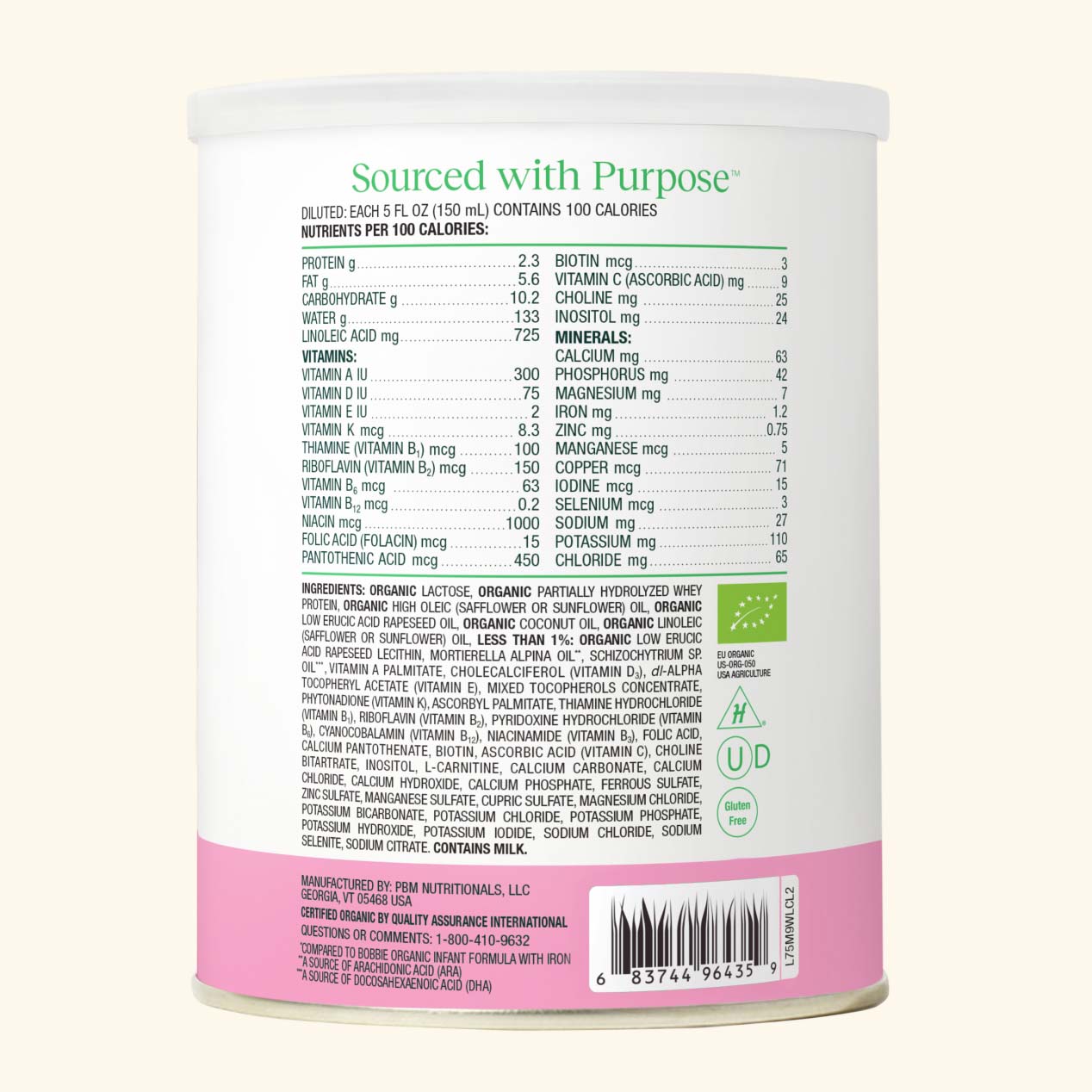 Back of the can ingredients (sourced with purpose)